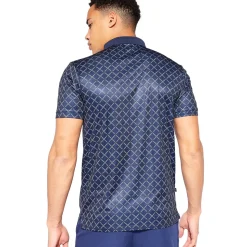 11 Degrees Men's Over Brand Print Golf Polo Shirt