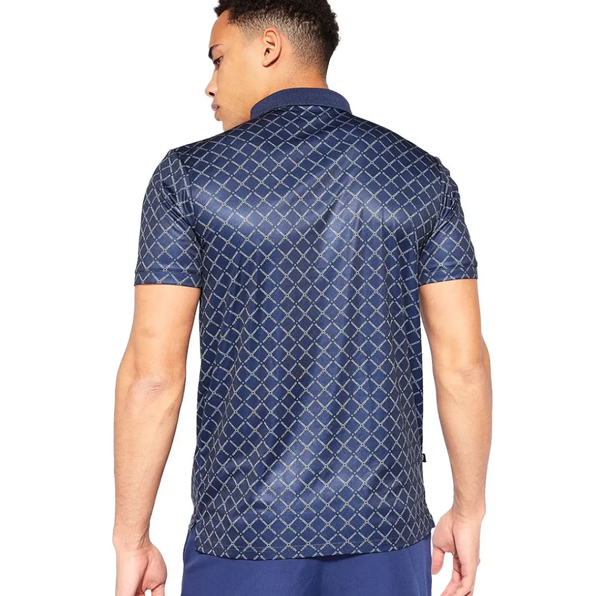 11 Degrees Men's Over Brand Print Golf Polo Shirt