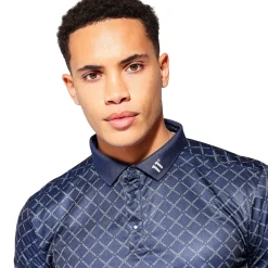 11 Degrees Men's Over Brand Print Golf Polo Shirt