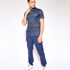 11 Degrees Men's Over Brand Print Golf Polo Shirt