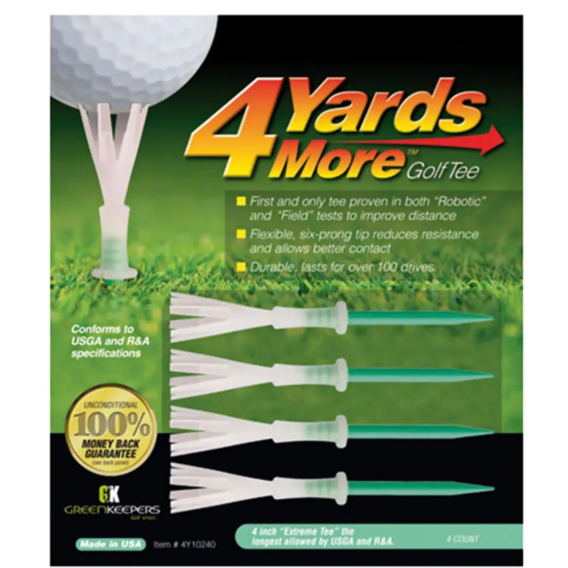 4 Yards More 4" Extreme Golf Tees - 4 Pack