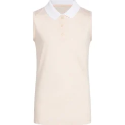 adidas Junior Girls Ottoman Striped Sleeveless Golf Polo Shirt