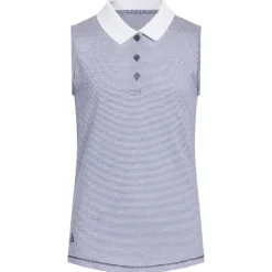 adidas Junior Girls Ottoman Striped Sleeveless Golf Polo Shirt