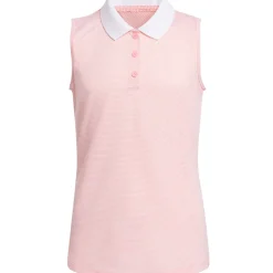 adidas Junior Girls Ottoman Striped Sleeveless Golf Polo Shirt