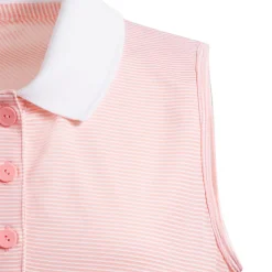adidas Junior Girls Ottoman Striped Sleeveless Golf Polo Shirt