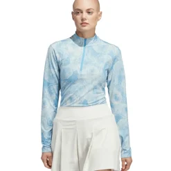 adidas Ladies Print Mock Half Zip Golf Mid Layer