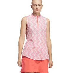 adidas Ladies Ultimate365 Ottoman Print Sleeveless Golf Polo Shirt