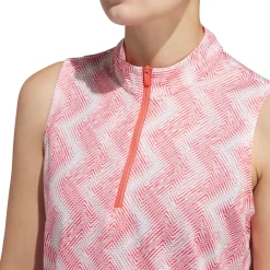 adidas Ladies Ultimate365 Ottoman Print Sleeveless Golf Polo Shirt