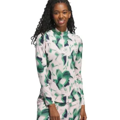 adidas Ladies Ultimate365 Printed Quarter Zip Mock Golf Polo shirt
