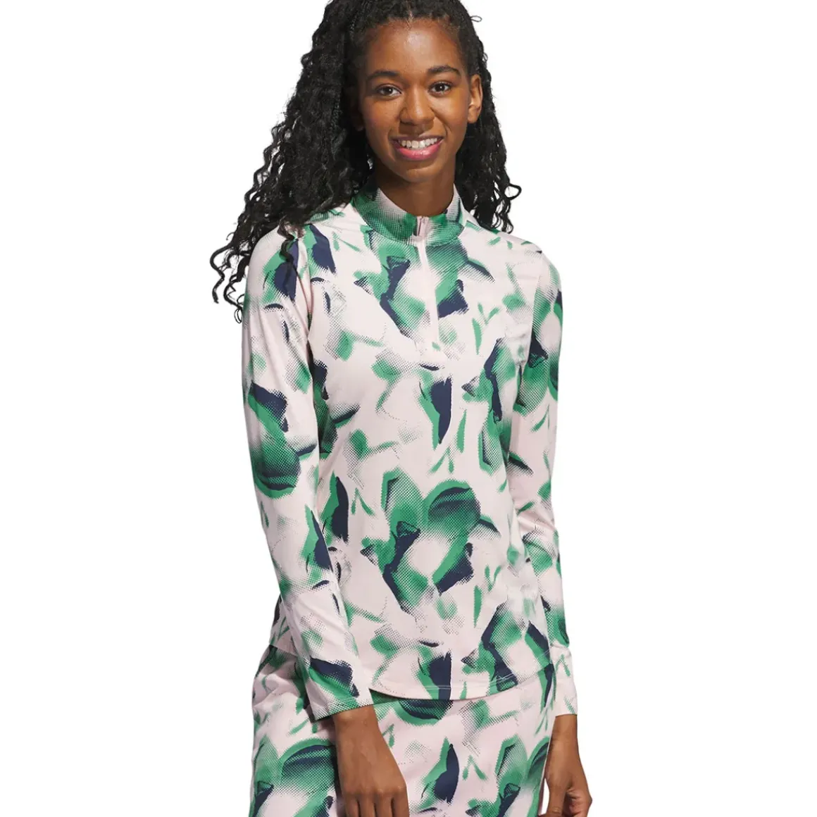 adidas Ladies Ultimate365 Printed Quarter Zip Mock Golf Polo shirt