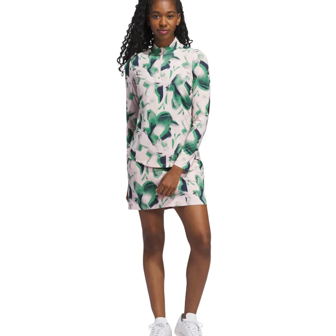 adidas Ladies Ultimate365 Printed Quarter Zip Mock Golf Polo shirt