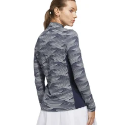 adidas Ladies Ultimate365 Printed Quarter Zip Mock Golf Mid Layer