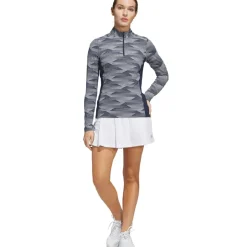 adidas Ladies Ultimate365 Printed Quarter Zip Mock Golf Mid Layer