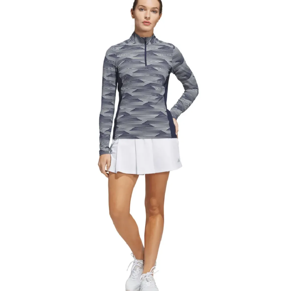 adidas Ladies Ultimate365 Printed Quarter Zip Mock Golf Mid Layer