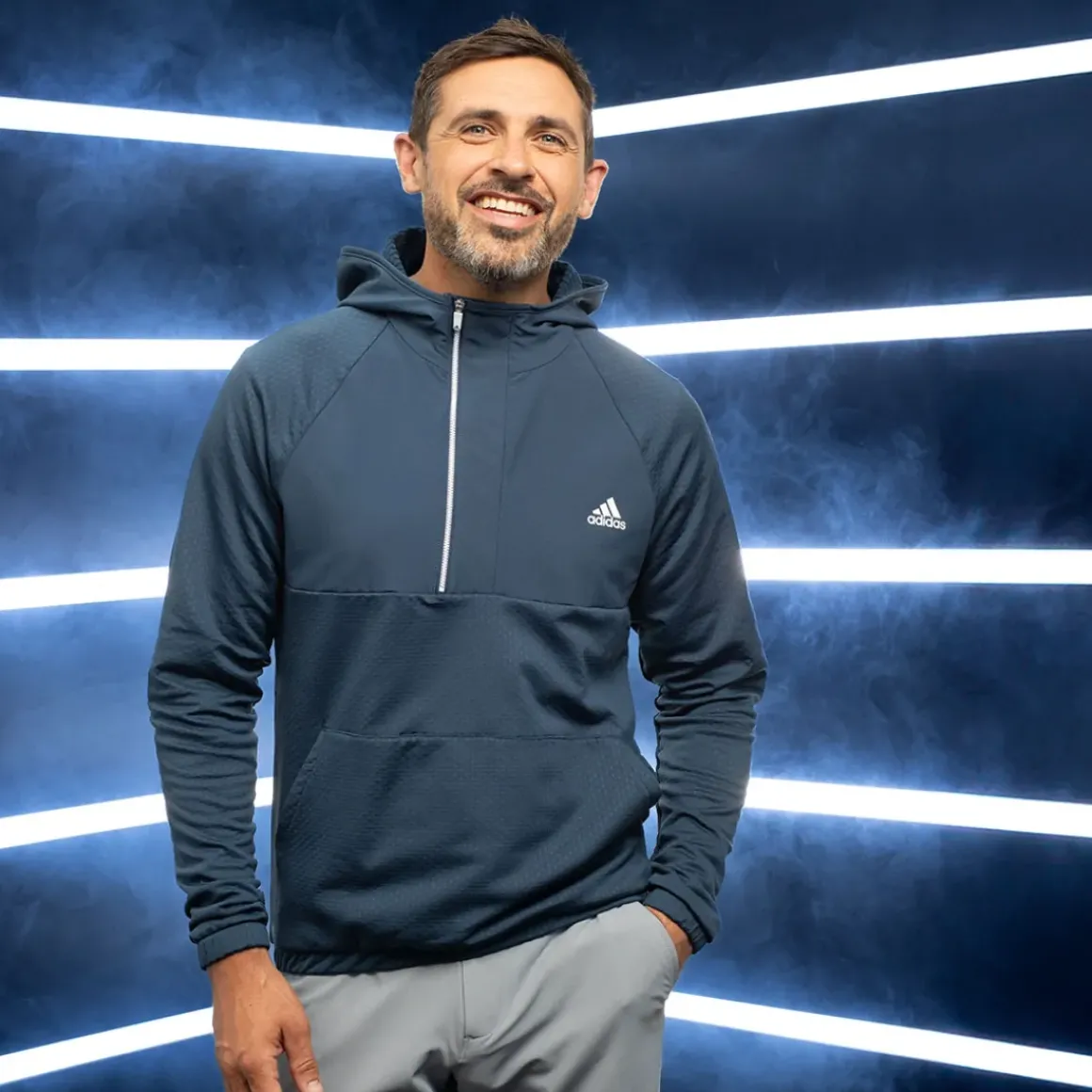 adidas Men's Half Zip Fleece Hooded Golf Midlayer