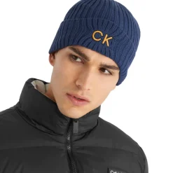 Calvin Klein Men's Ribbed Logo Golf Beanie Hat
