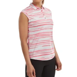 FootJoy Ladies Cap Sleeve Watercolour Print Lisle Golf Polo Shirt