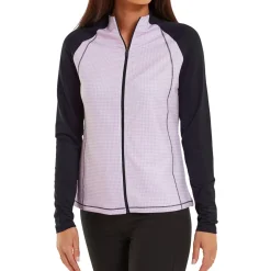 FootJoy Ladies Houndstooth Printed Full Zip Golf Mid Layer