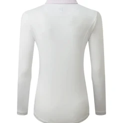 FootJoy Ladies Houndstooth Trim 3/4 Sleeve Lisle Golf Polo Shirt