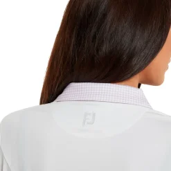 FootJoy Ladies Houndstooth Trim 3/4 Sleeve Lisle Golf Polo Shirt