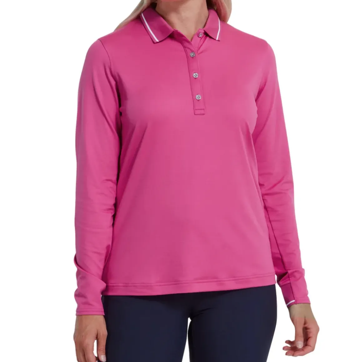 FootJoy Ladies Thermal Solid Long Sleeve Golf Polo Shirt