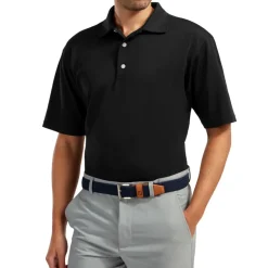 FootJoy Men's Stretch Pique Solid Knit Collar Golf Polo Shirt