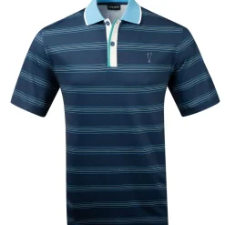GOLFINO Men's Multi-Stripe Breathable Golf Polo Shirt
