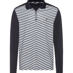 GOLFINO Men's Striped Long Sleeve Golf Polo Shirt