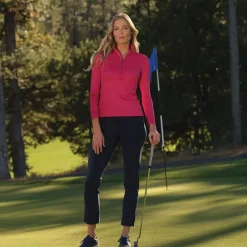 Greg Norman Ladies Clubhouse Half Zip Mock Golf Mid Layer