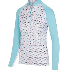 Greg Norman Ladies Prism Print L/S Half Zip Golf Midlayer