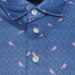 Greg Norman Men's Love Birds Print Golf Polo Shirt