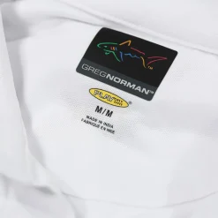 Greg Norman Men's Neck Logo Stretch Golf Polo Shirt