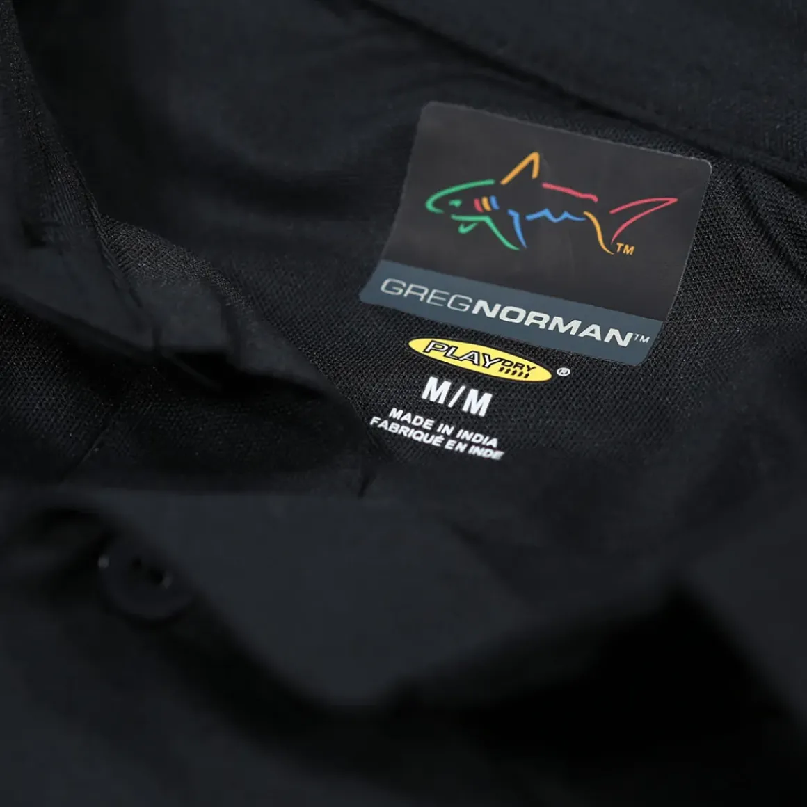 Greg Norman Men's Neck Logo Stretch Golf Polo Shirt