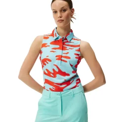 J.Lindeberg Ladies Dena Print Sleeveless Golf Polo Shirt