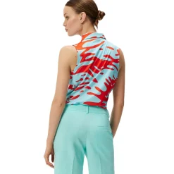 J.Lindeberg Ladies Dena Print Sleeveless Golf Polo Shirt