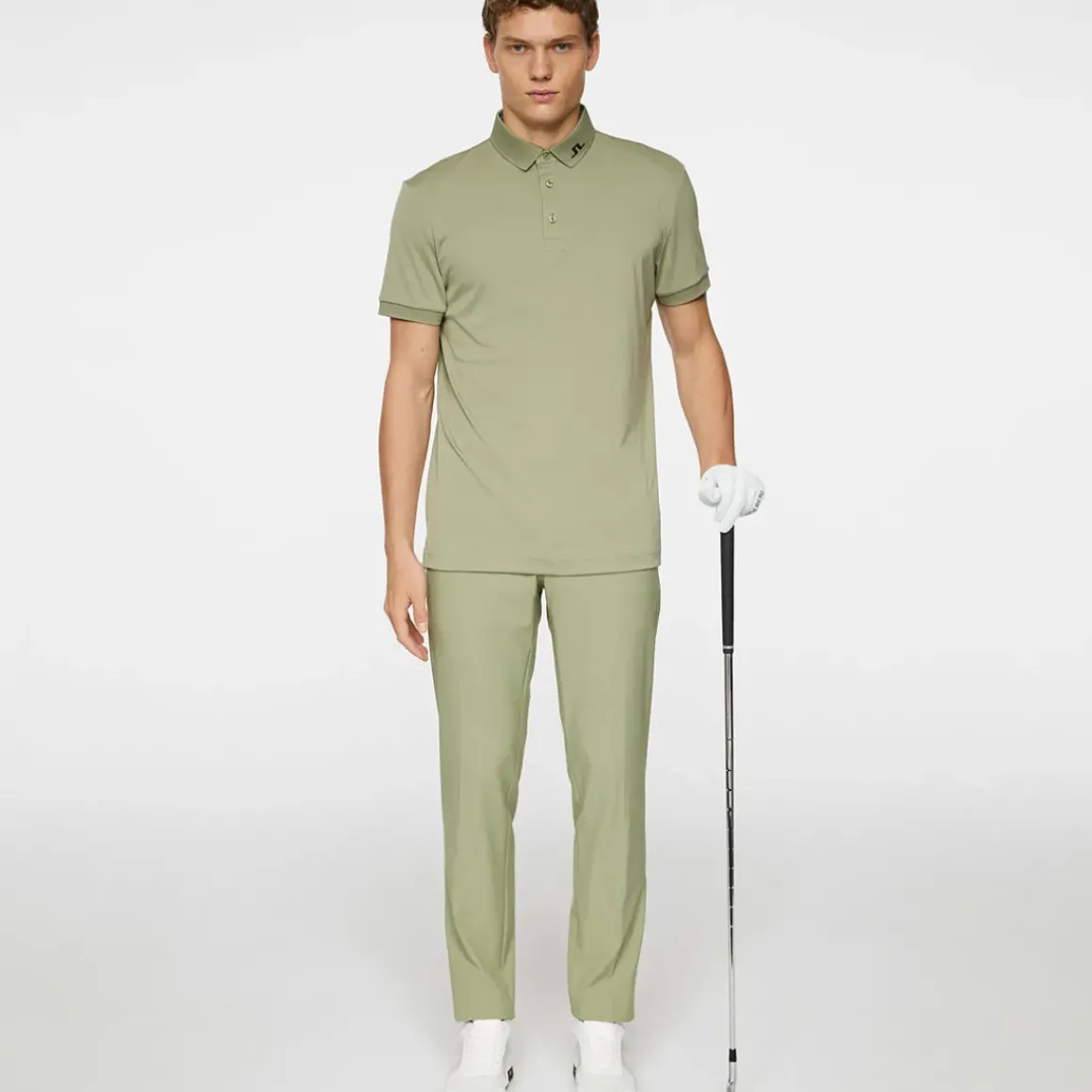 J.Lindeberg Men's KV Rear Logo Print Golf Polo Shirt