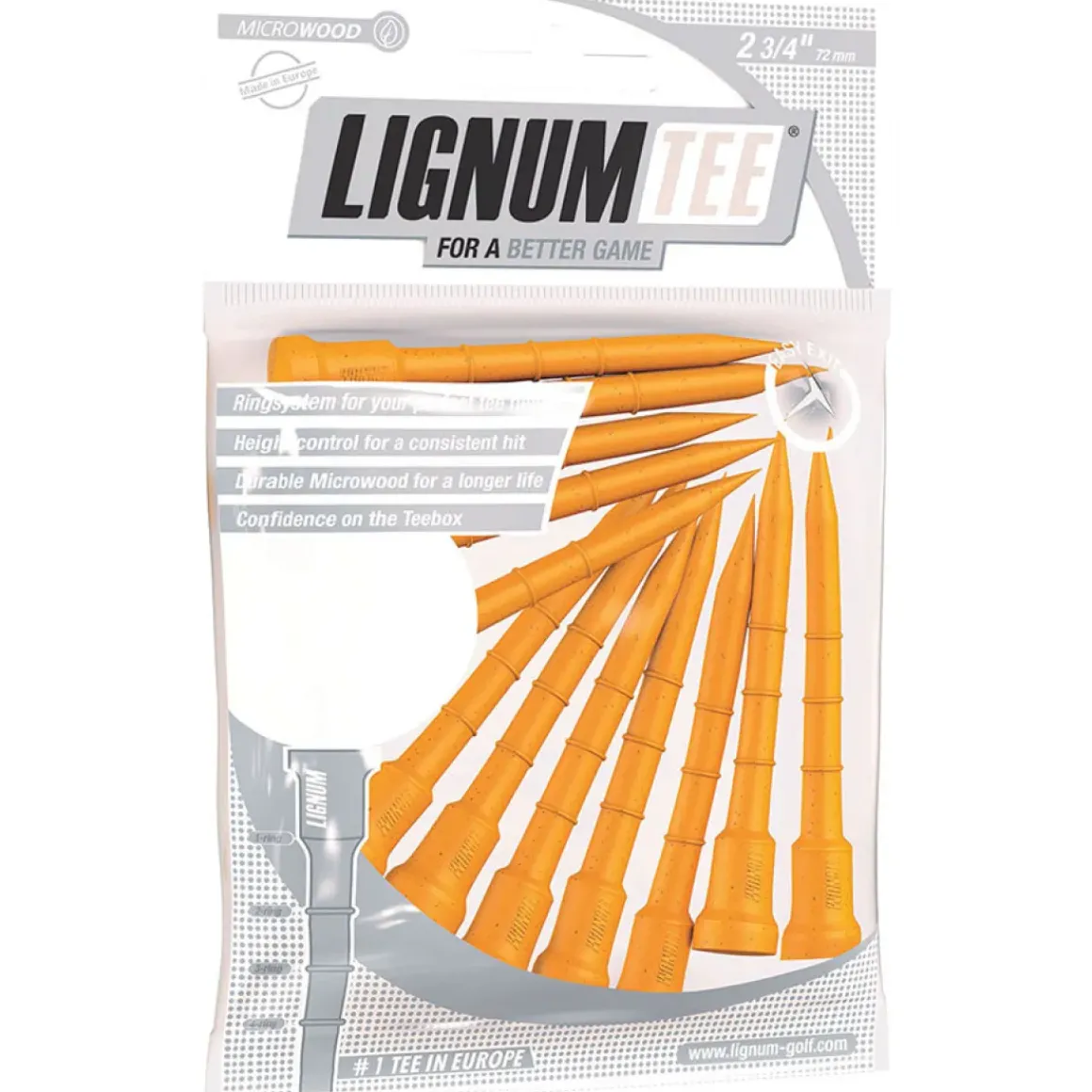 Lignum Composite 72mm Wooden Golf Tees - 12 Pack