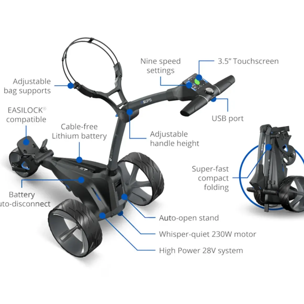 Motocaddy M5 GPS Standard Lithium Electric Golf Trolley