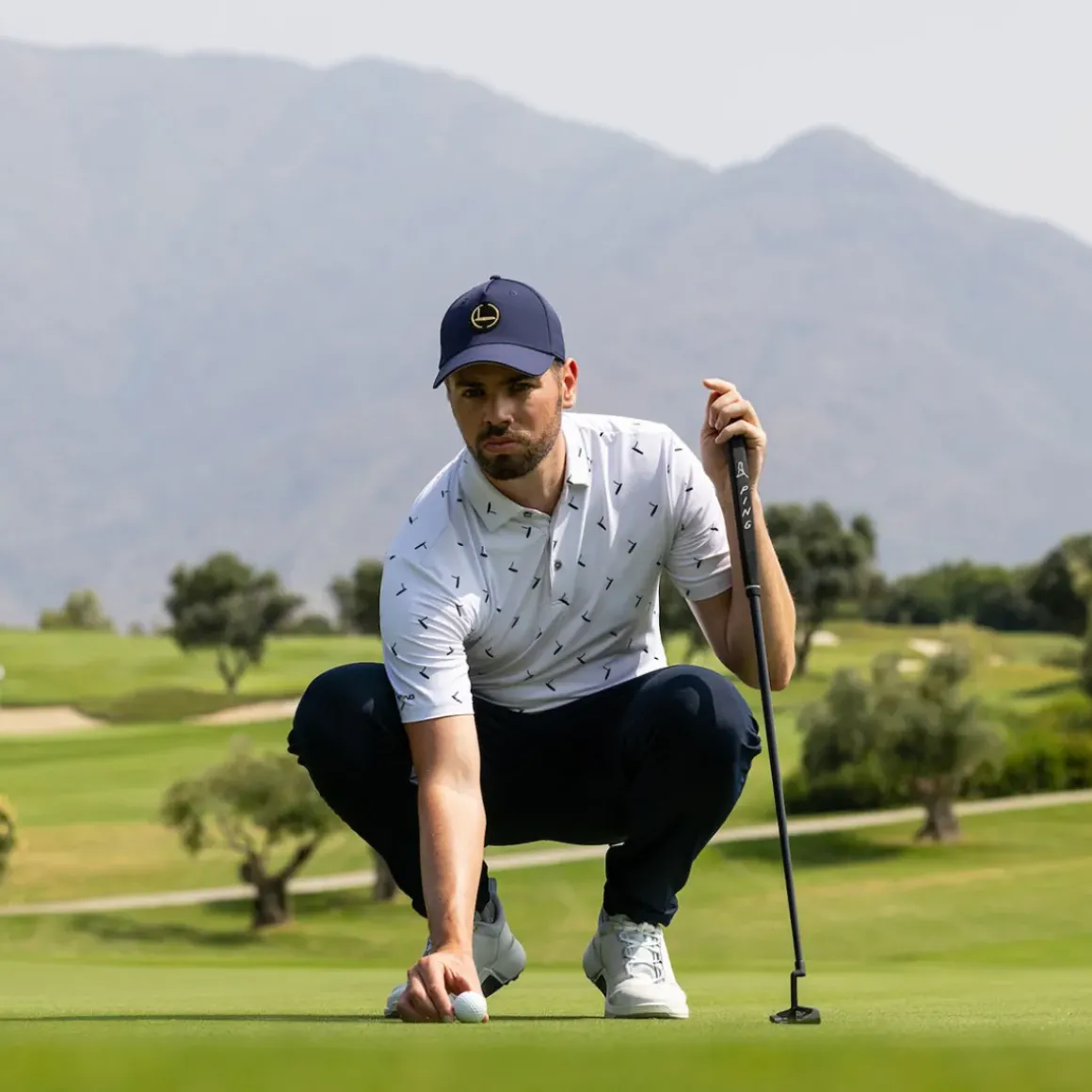 PING Men's Gold Putter Print Golf Polo Shirt