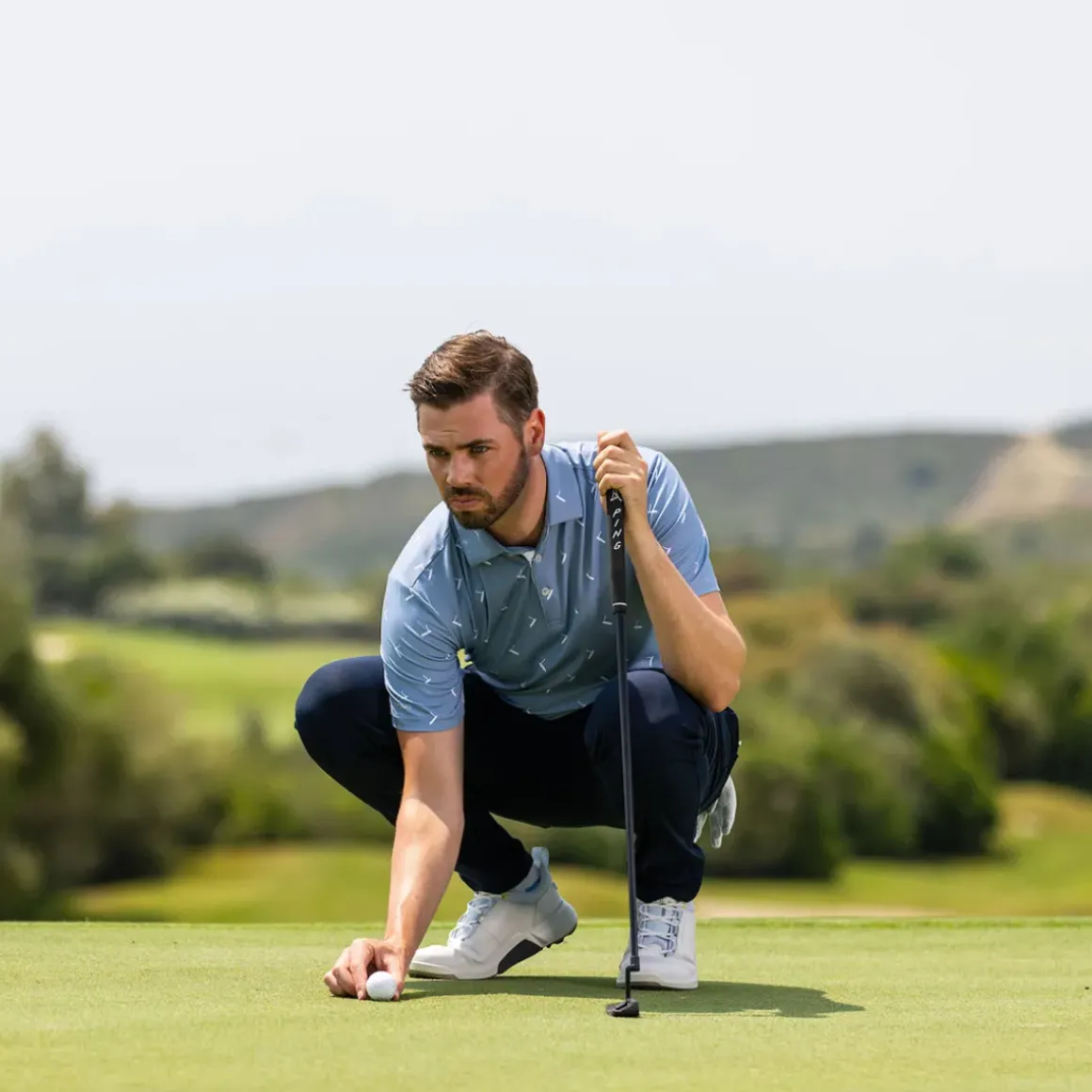 PING Men's Gold Putter Print Golf Polo Shirt