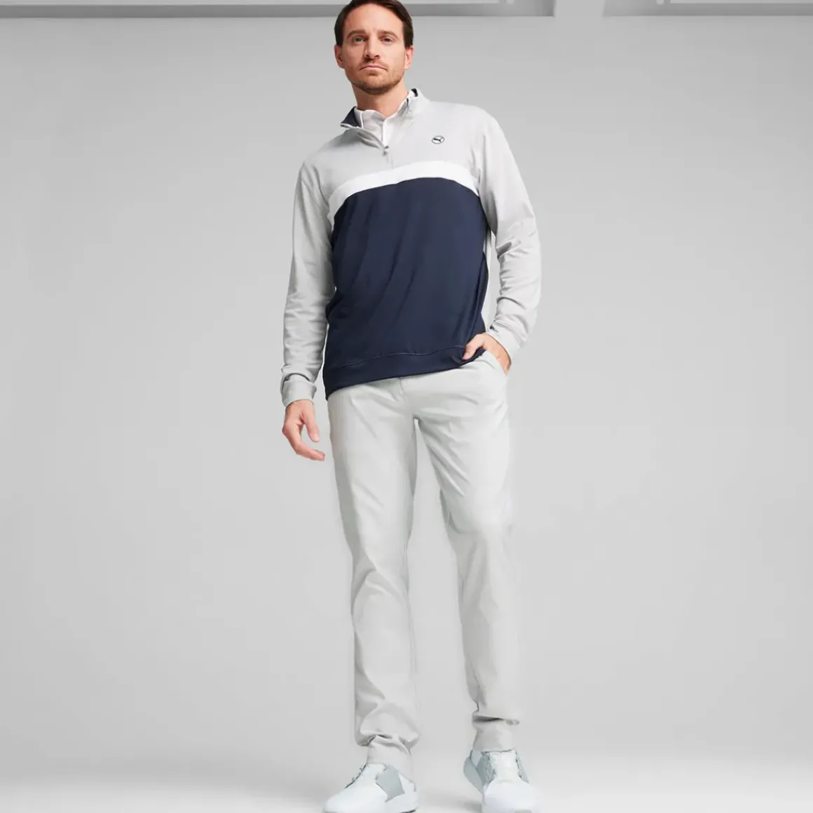 PUMA Men's Pure Colorblock Quarter Zip Golf Midlayer