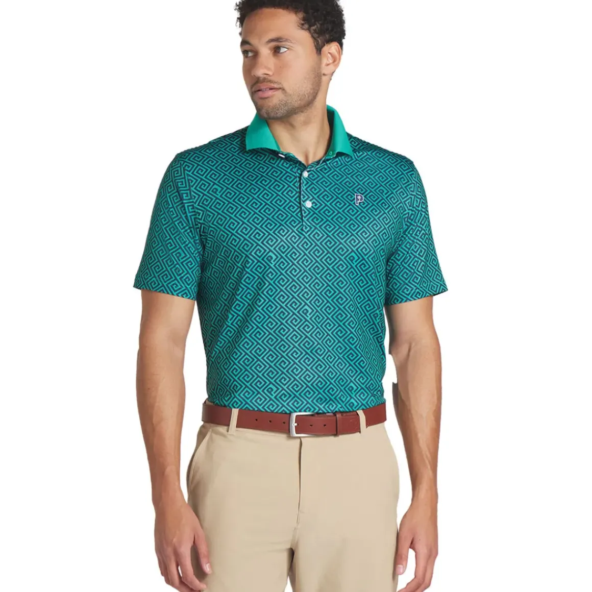 PUMA Men's X Palm Tree Crew Resort Golf Polo Shirt