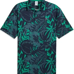 PUMA Men's X Palm Tree Crew Palm Glitch Golf Polo Shirt