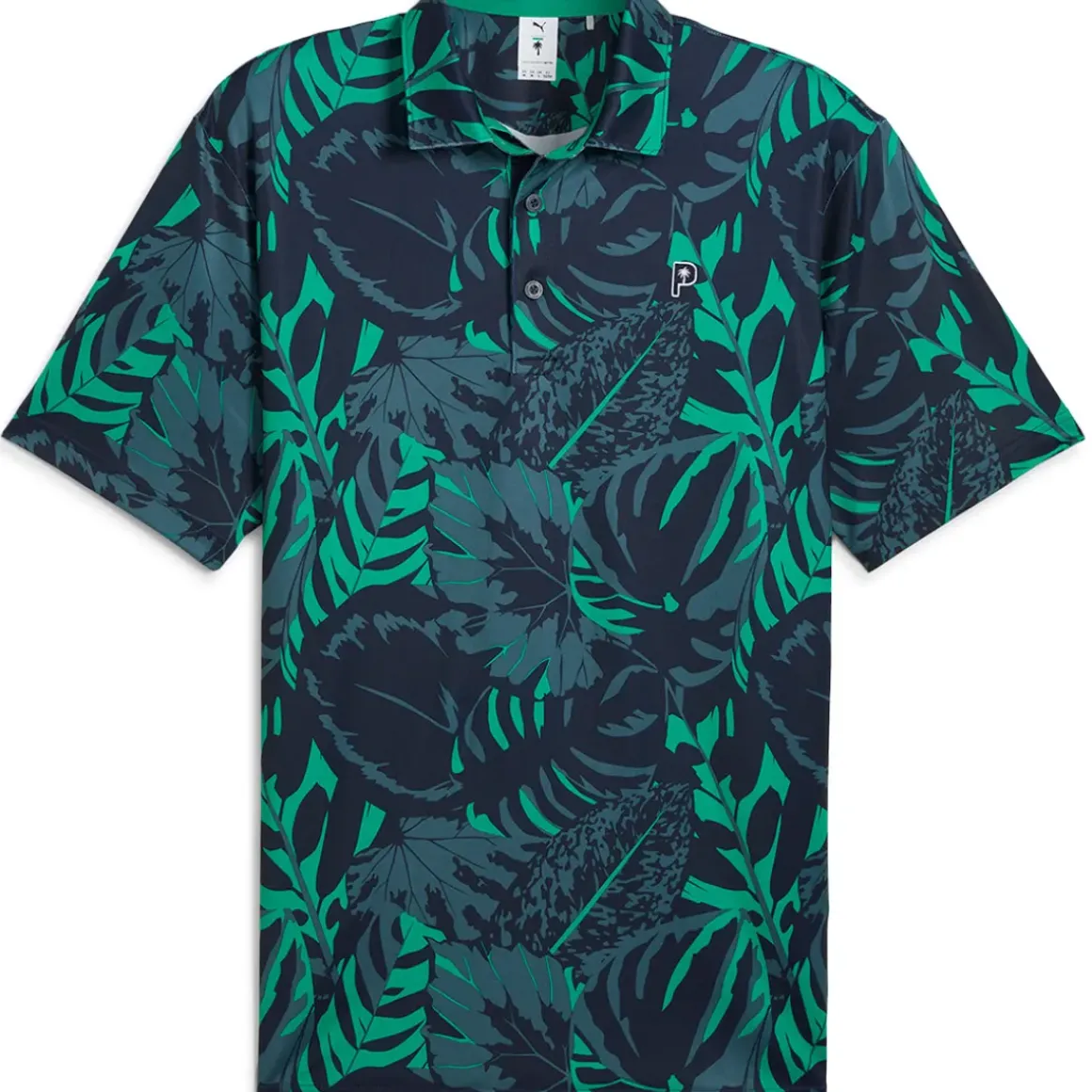 PUMA Men's X Palm Tree Crew Palm Glitch Golf Polo Shirt