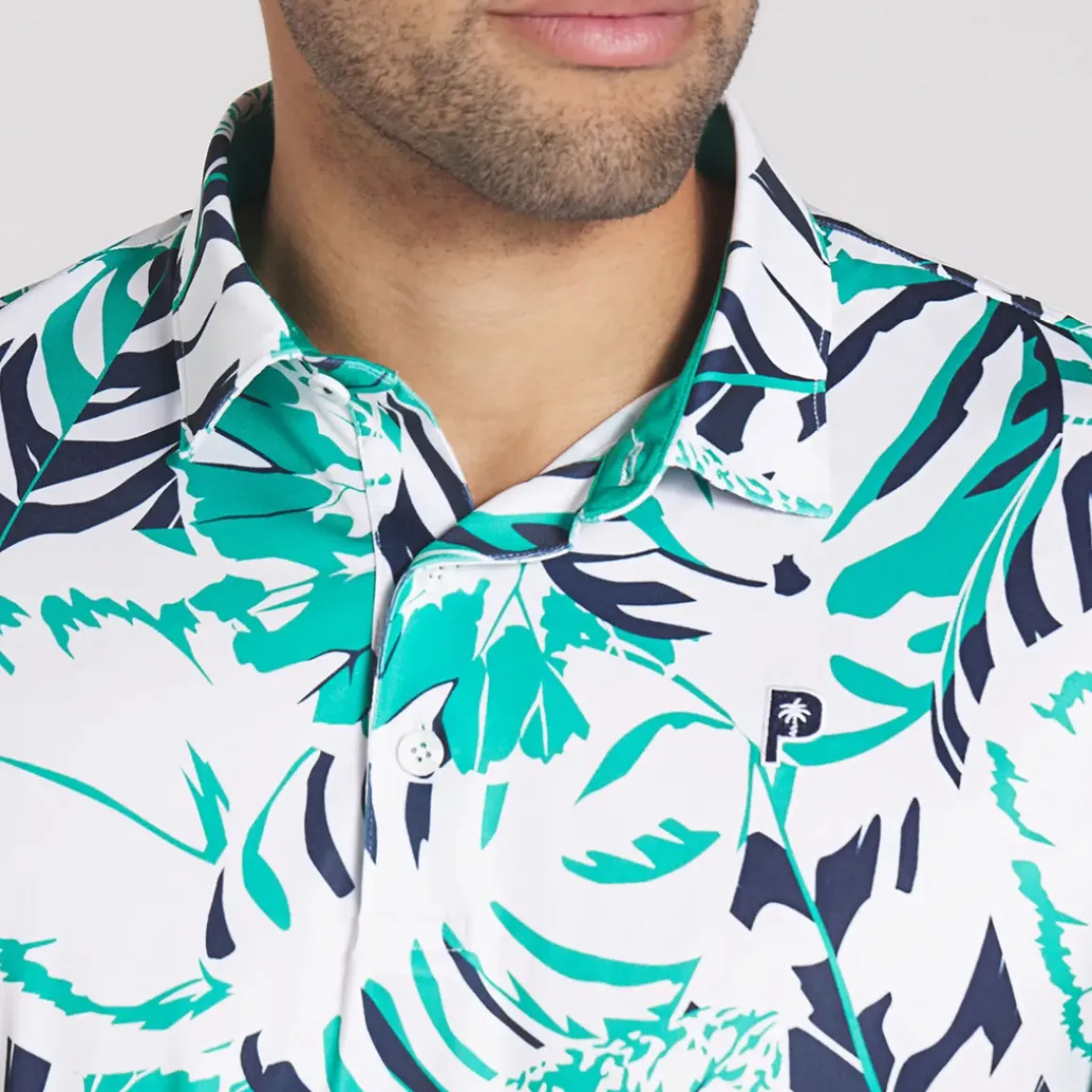 PUMA Men's X Palm Tree Crew Palm Glitch Golf Polo Shirt