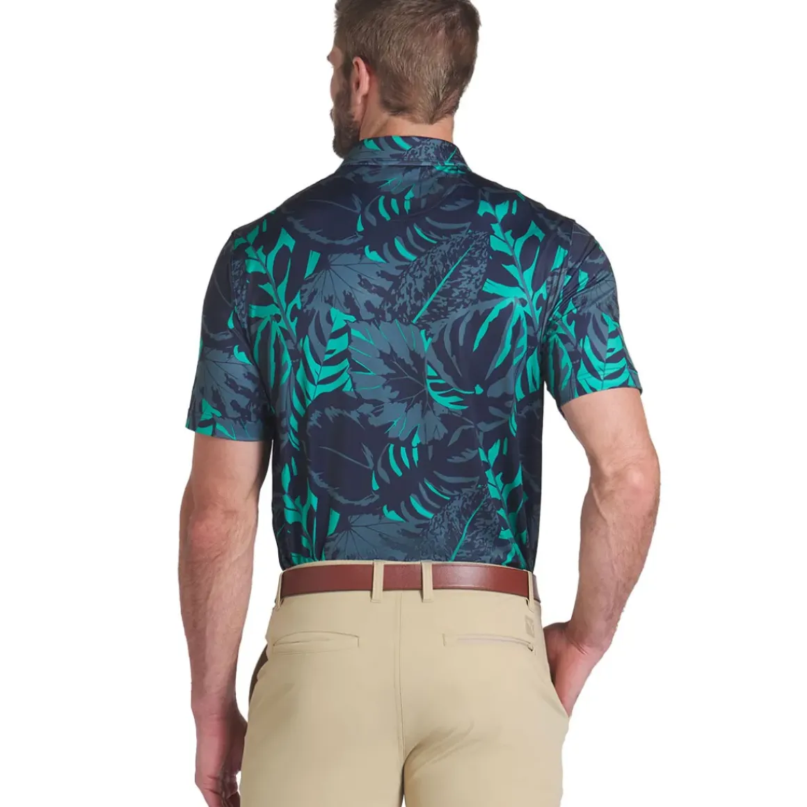 PUMA Men's X Palm Tree Crew Palm Glitch Golf Polo Shirt