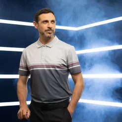 Stromberg Men's Colour Block Chest Stripe Golf Polo Shirt